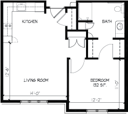 Valley Villas Assisted Living One Bedroom Floorplan